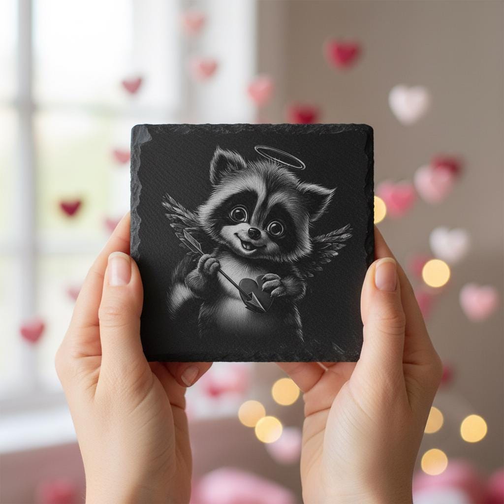 Valentine Raccoon Laser Engraving Designs Bundle, 9 Cute Love PNG