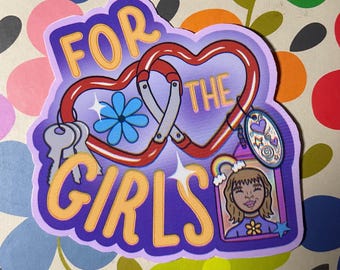 For the Girls Sapphic WLW Carabiner sticker