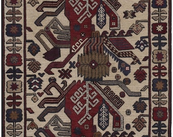 Handmade Wool Kilim Rug, Tribal Geometric Bohemian