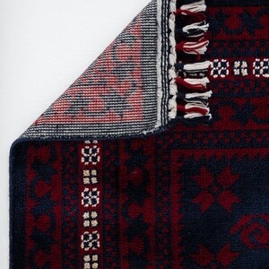 Handwoven Afghan Tencel Rug, Authentic Blue Tones, Tribal Pattern Area Carpet image 4
