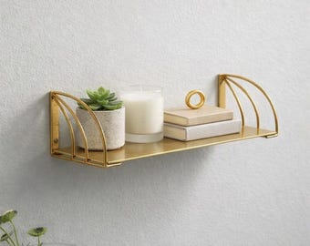 Pure Brass Floating Shelf: Rustproof Luxury Bathroom Storage (18" Width)