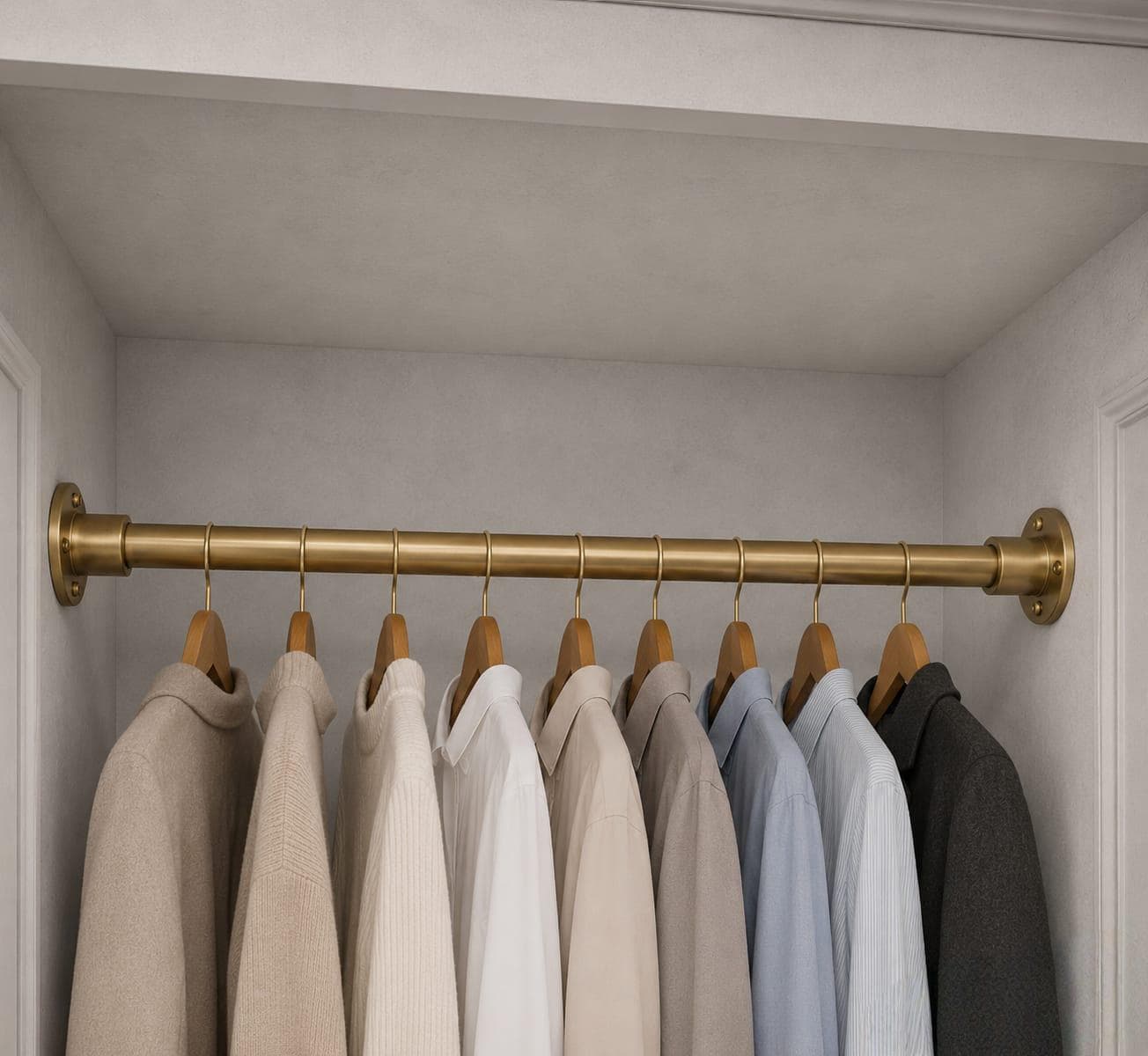 Kleiderstange aus gebürstetem Messing: Robuste, moderne Garderobe, Kleiderstange
