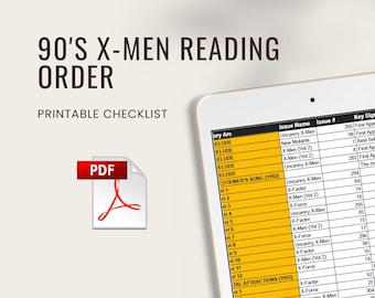 90s X-Men Comic Book Reading Order Checklist - Age of Apocalypse, Fatal Attractions, Key Issues - Printable PDF Tracker