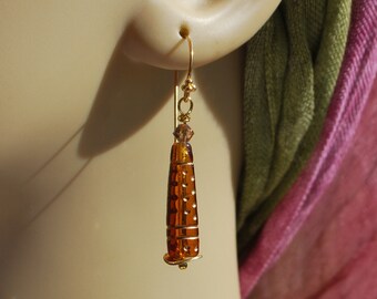 SALE:Czech glass earrings, swarovski crystal and czech glass, vermeil earrings, topaz earrings, gold earrings, SRAJD