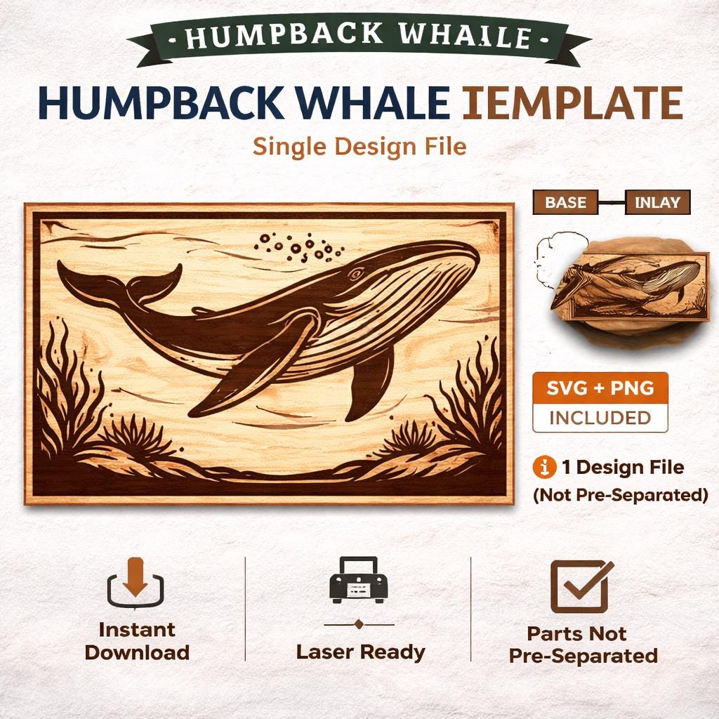 Wood Inlay Whale - Etsy