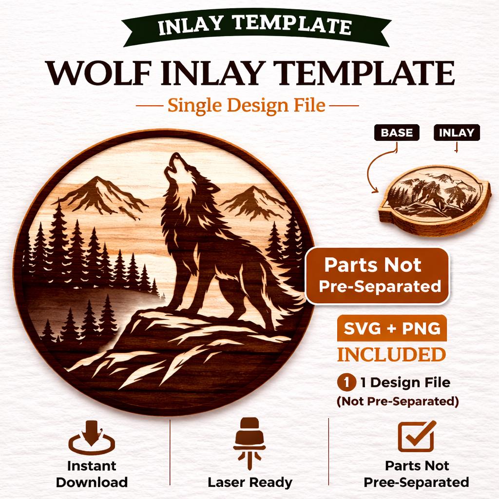 Wolf Inlay Template SVG PNG | Laser Cut Forest Mountain Wall Art ...