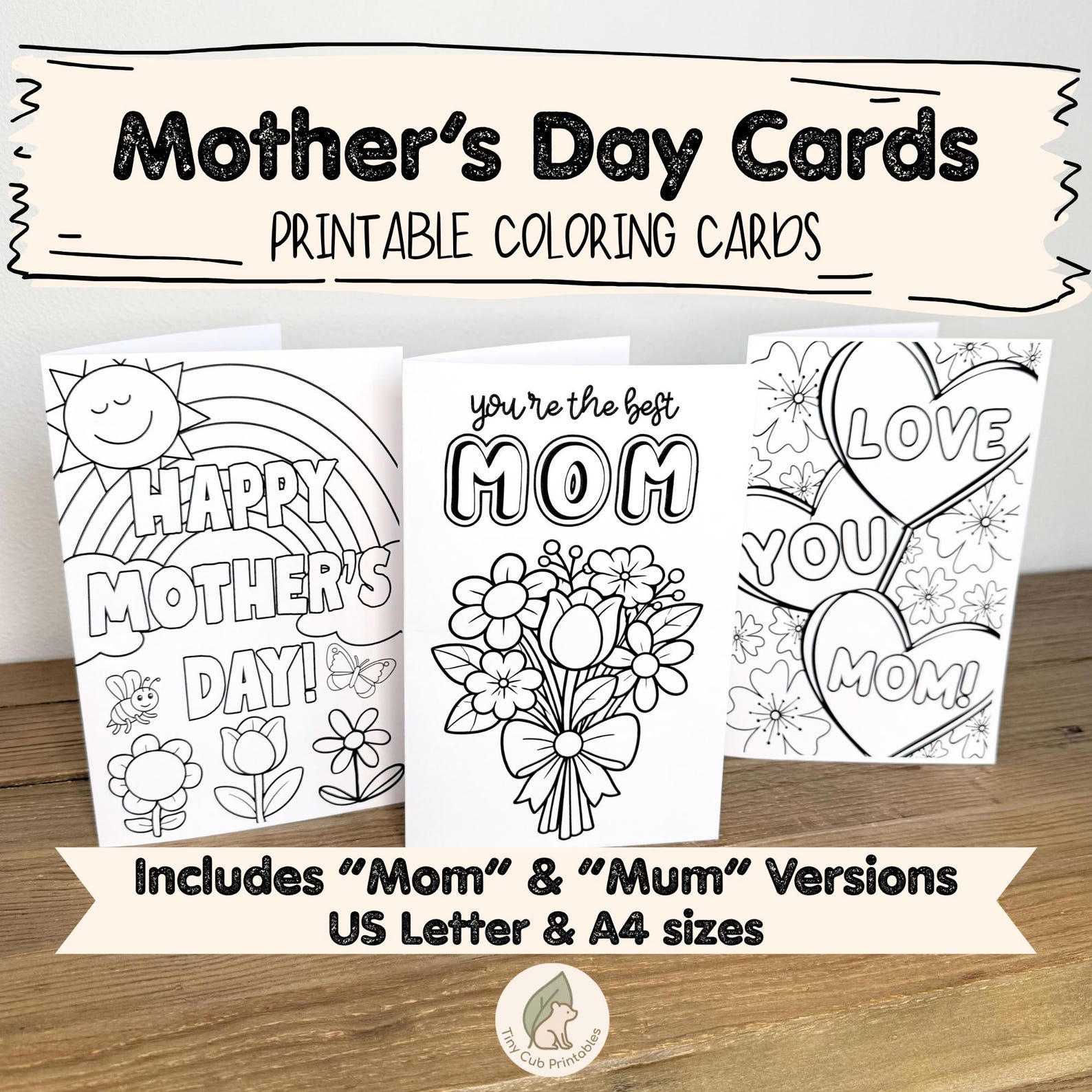 Mother’s Day Coloring Cards for Kids | Printable Card Craft | Mother's ...