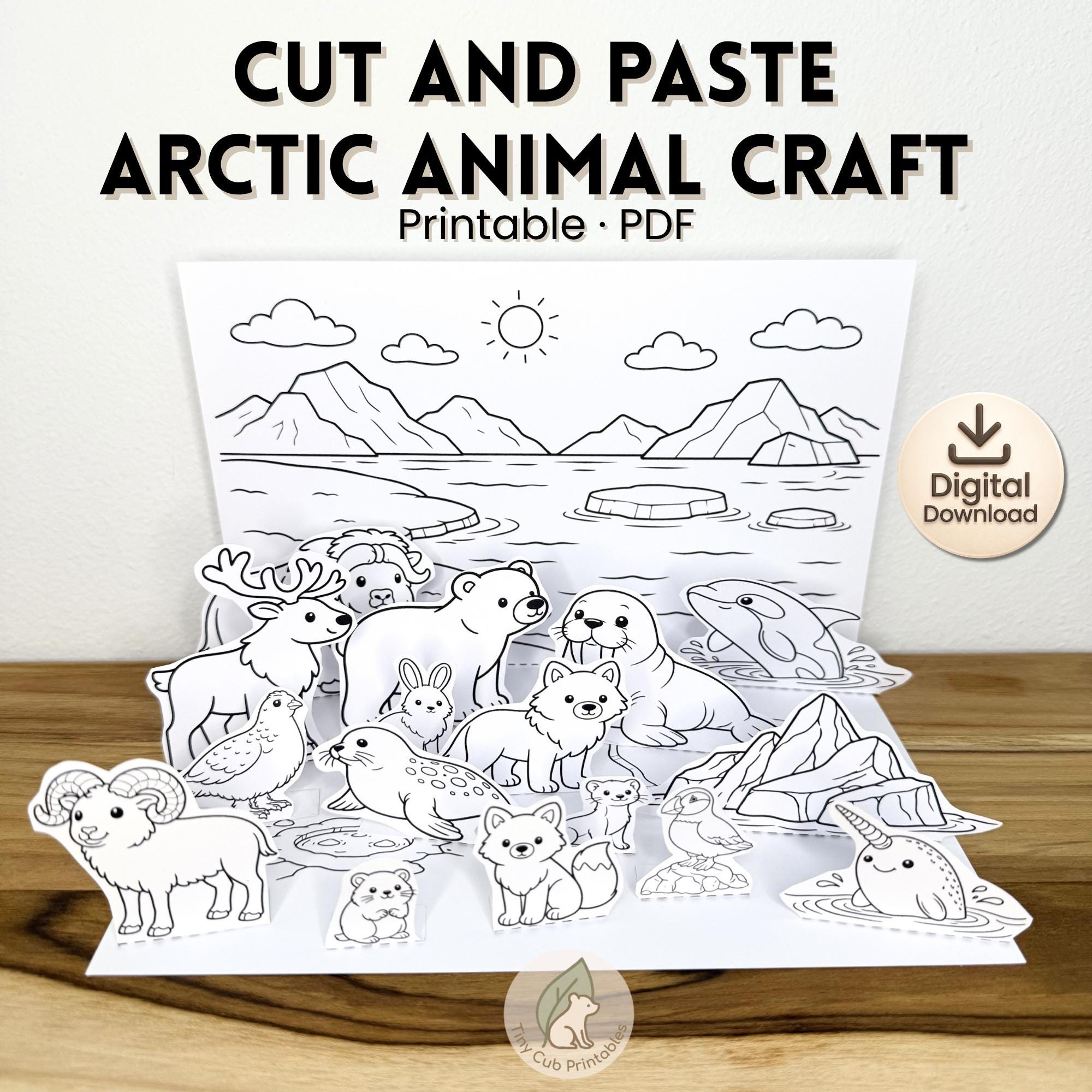 39 Awesome Animal Crafts For Kids 4 Arctic Animals Craft Printable Cut and Paste Arctic Animal Activity…