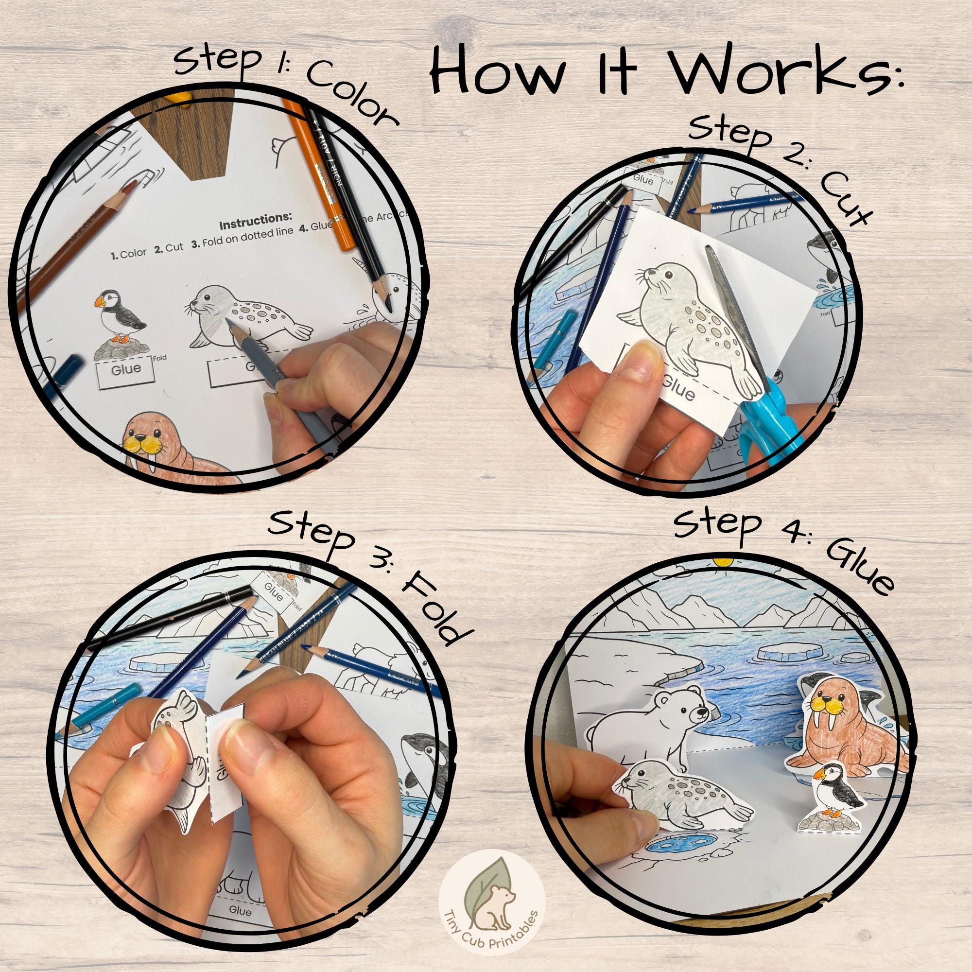 Arctic Animals Craft Printable | Cut and Paste Arctic Animal Activity ...