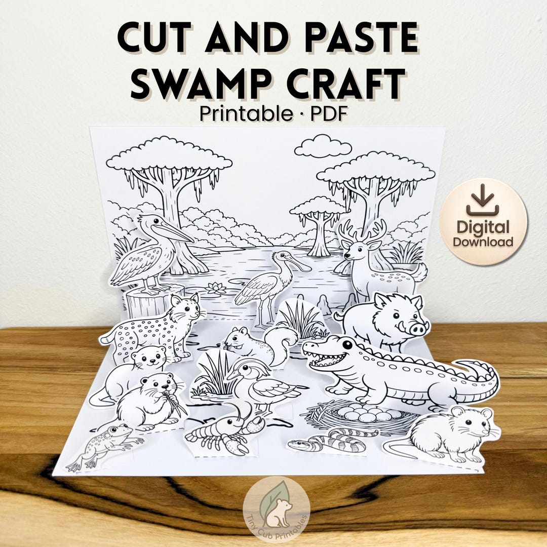 Swamp Animals Pop up Craft Diorama | Louisiana Swamp Animals Cut and ...