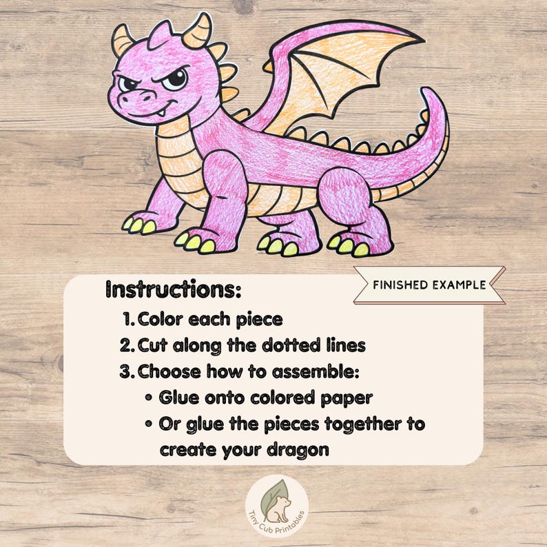Dragon Cut and Paste Craft | Build a Dragon Printable | Kids Coloring ...