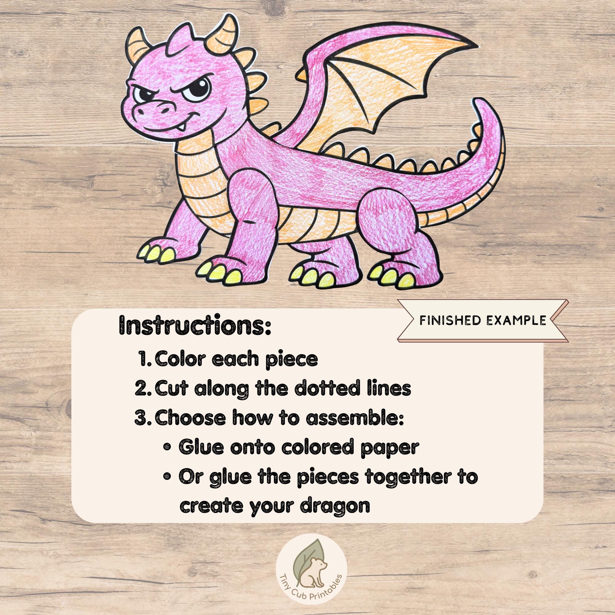 Dragon Cut and Paste Craft | Build a Dragon Printable | Kids Coloring ...