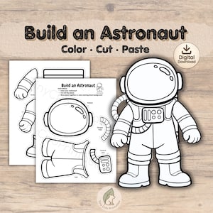 Bygg ett astronautpyssel | Utskrivbar rymdaktivitet | Klipp och klistra-pyssel