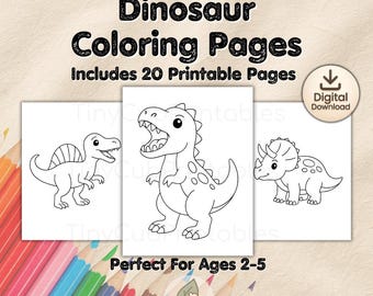 Dinosaurier Ausmalbilder • 20 Dinosaurier Designs (PDF Download)