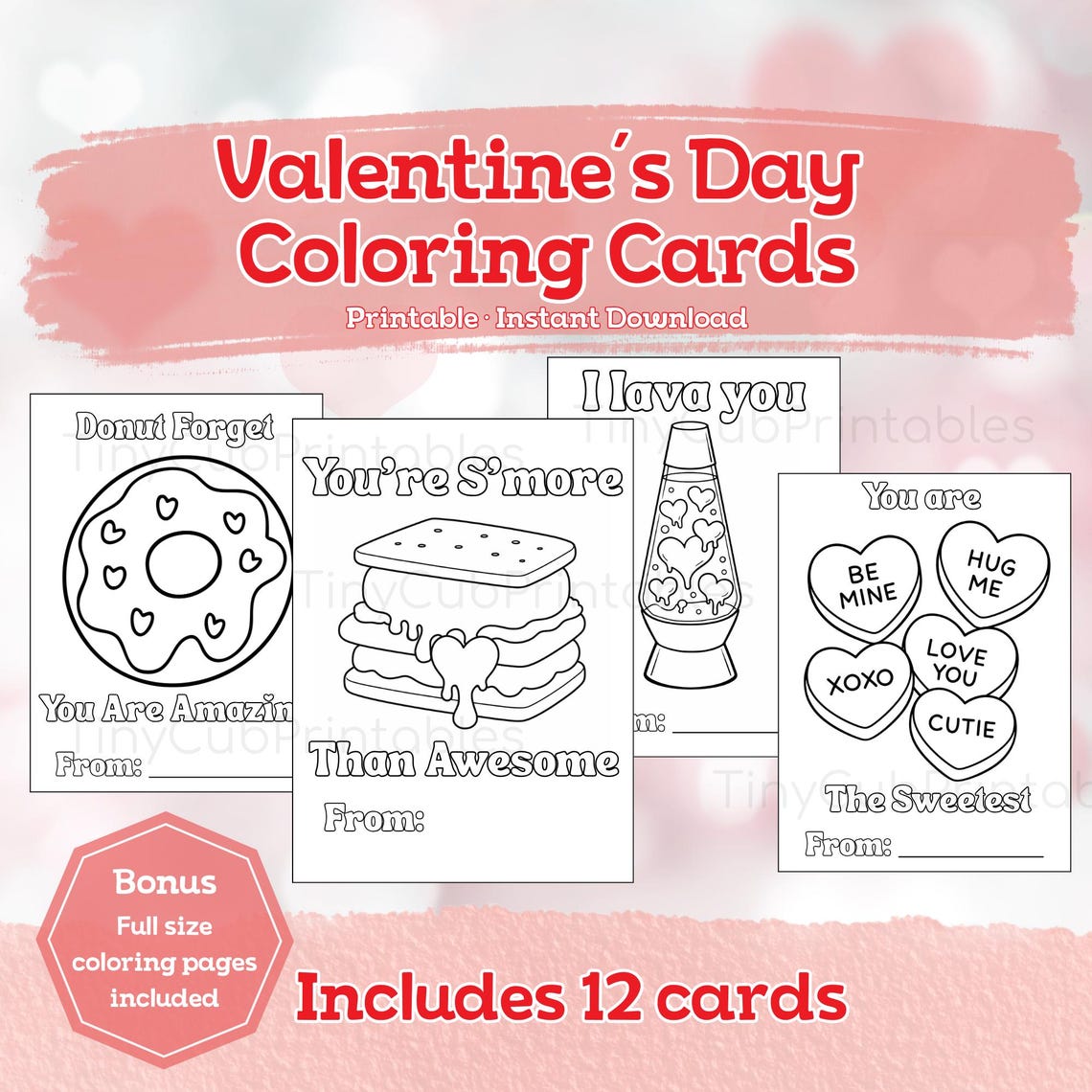 Printable Valentine Coloring Cards | Color Your Own Valentine Card ...