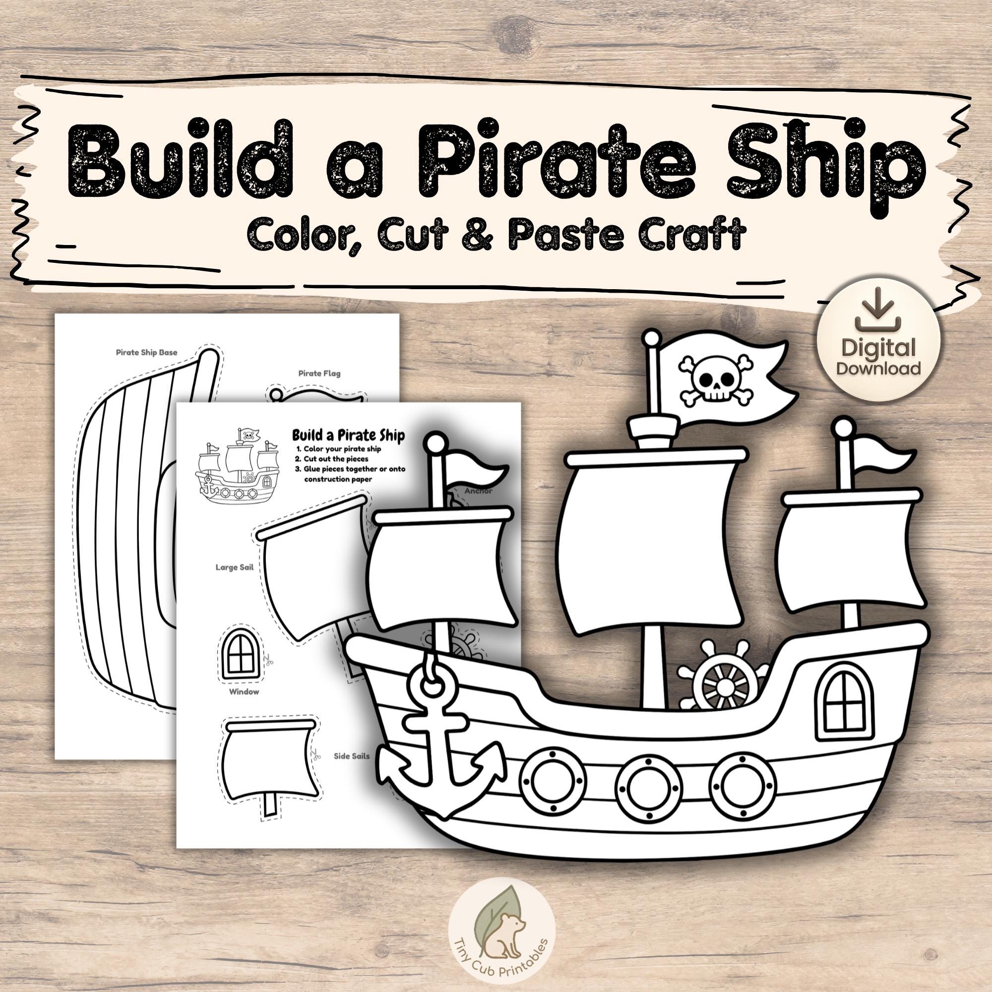 Pirate Ship Craft for Kids Printable Cut and Paste Pirate Activity…