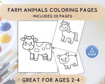 Farm Animals Coloring Pages for Toddlers | Simple Coloring Book (PDF)
