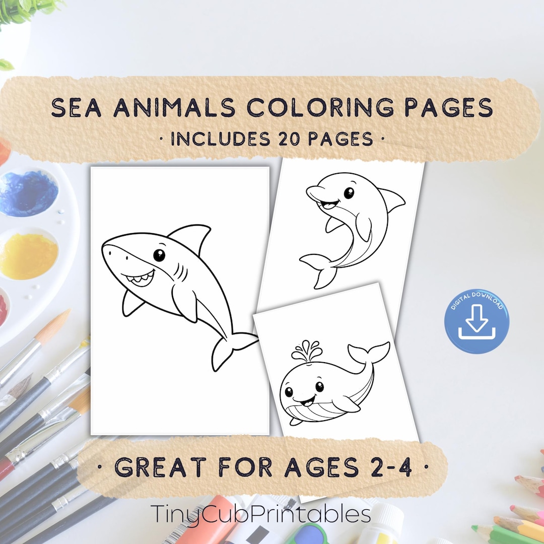 Sea Animals Coloring Pages for Toddlers | Ocean Coloring Book Printable ...