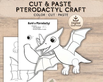 Manualidad de pterodáctilo / Actividad de recortar y pegar de dinosaurio (PDF)
