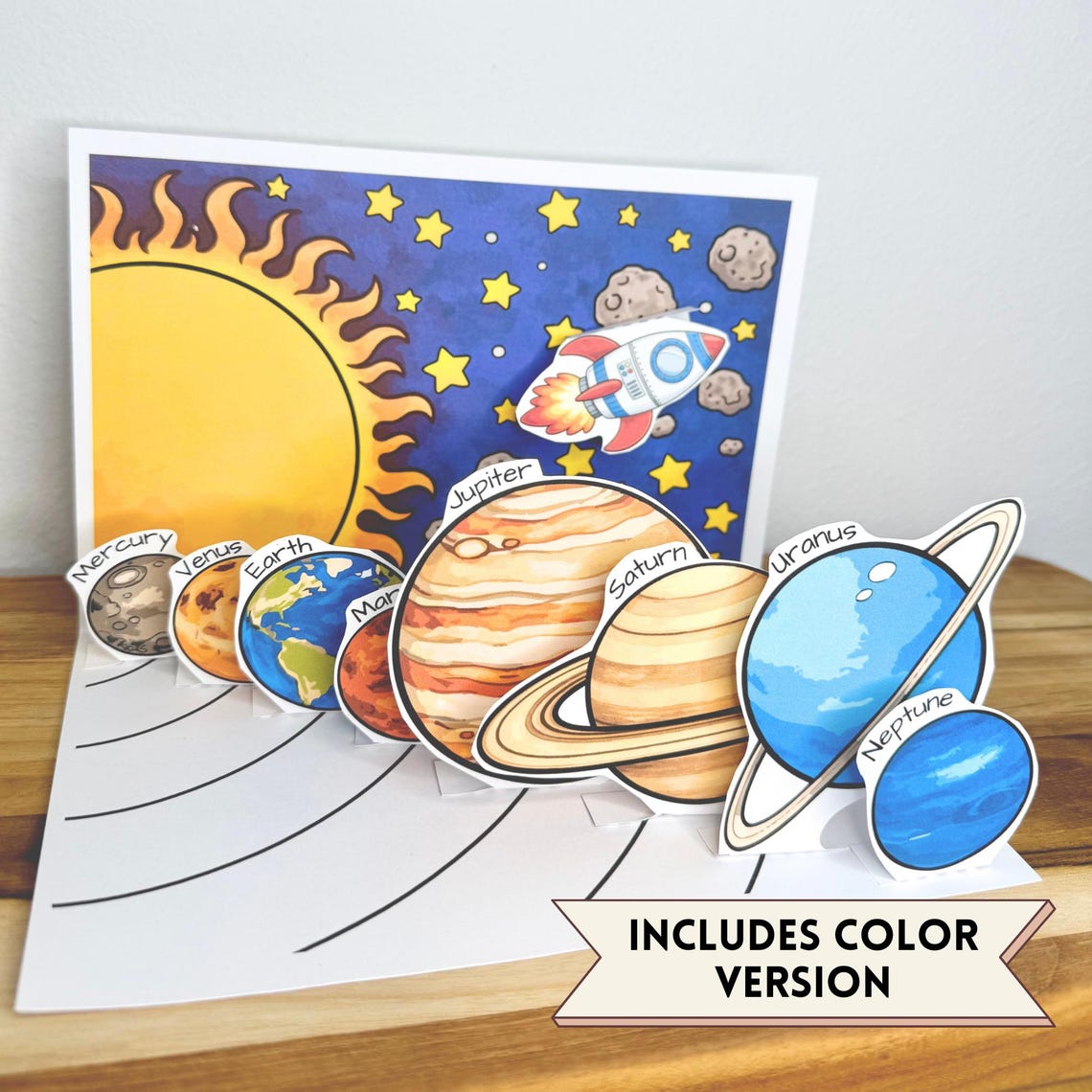 Solar System Pop up Craft for Kids | Cut and Paste Planets Printable ...