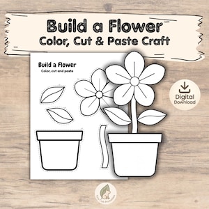 Flower Craft Template | Color, Cut & Paste Activity (Digital Download PDF)