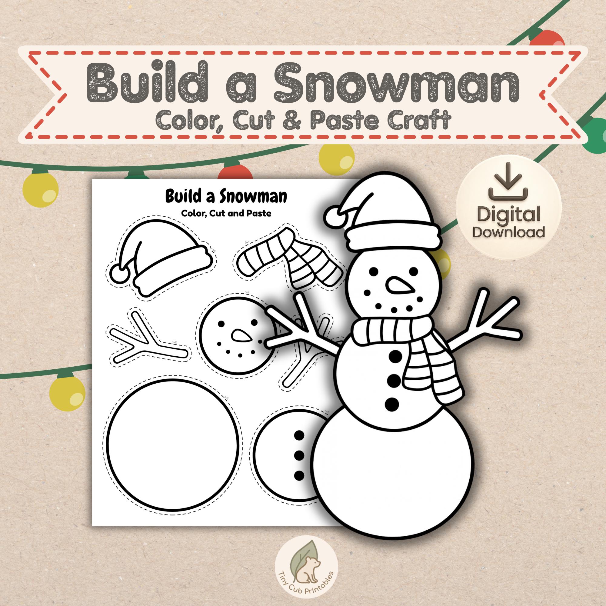 17 Cute & Easy Winter Craft Ideas for Kids 3 Cut & Paste Snowman Craft Winter Kids Activity Christmas Preschool…