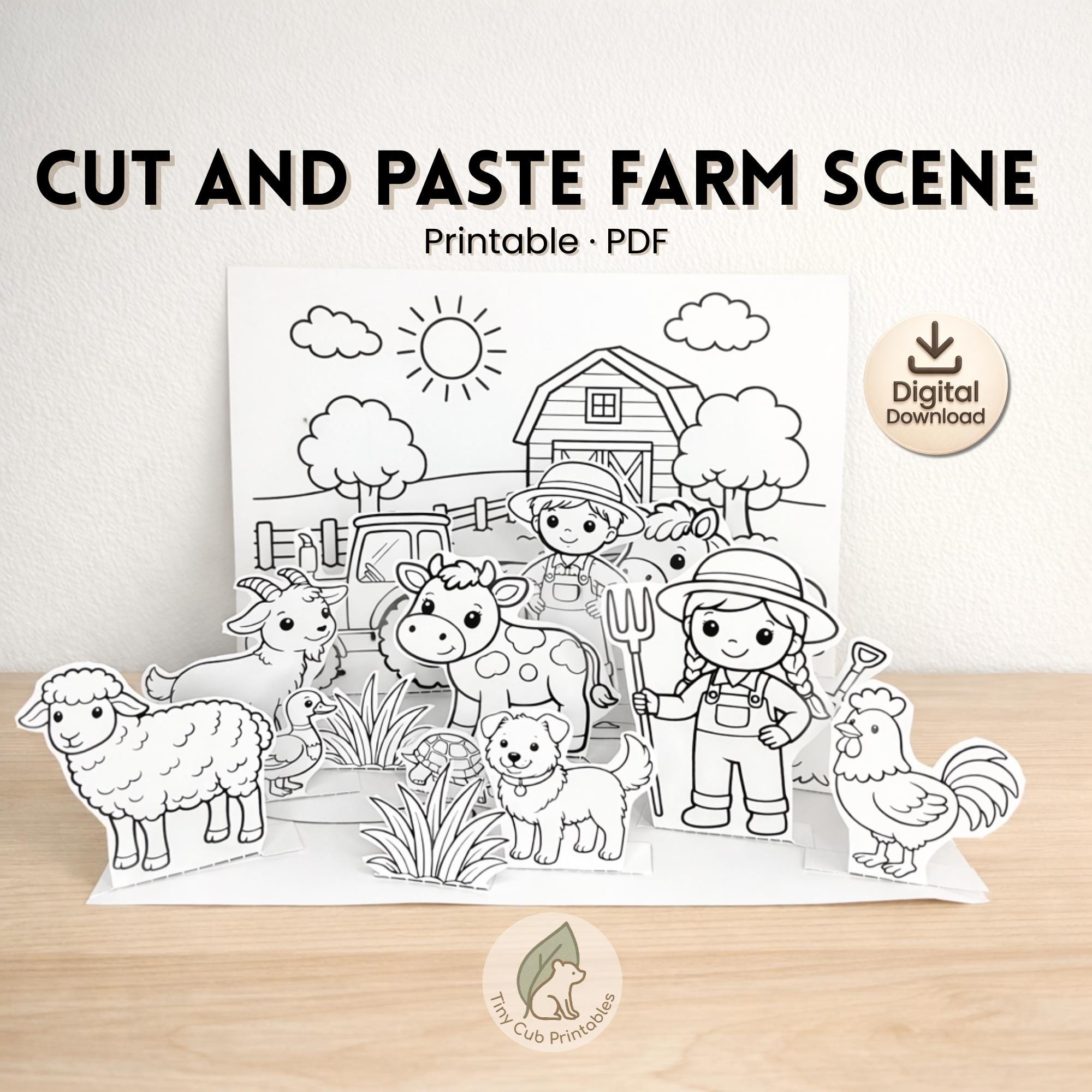Build a Farm Cut and Paste Craft | Diorama Printable Activity (PDF ...