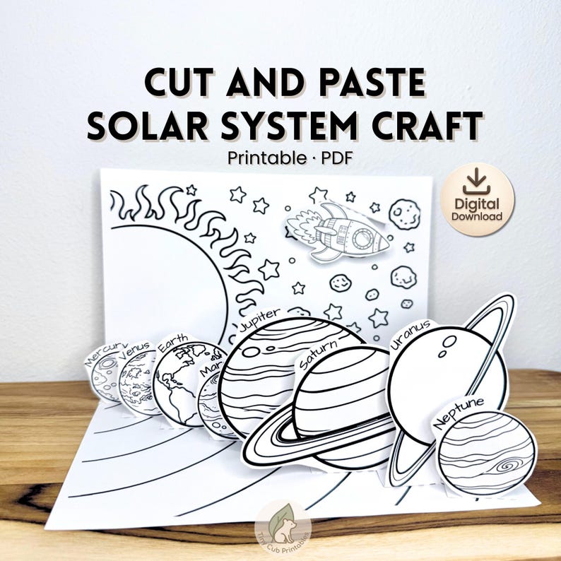 Solar System Pop up Craft for Kids | Cut and Paste Planets Printable ...