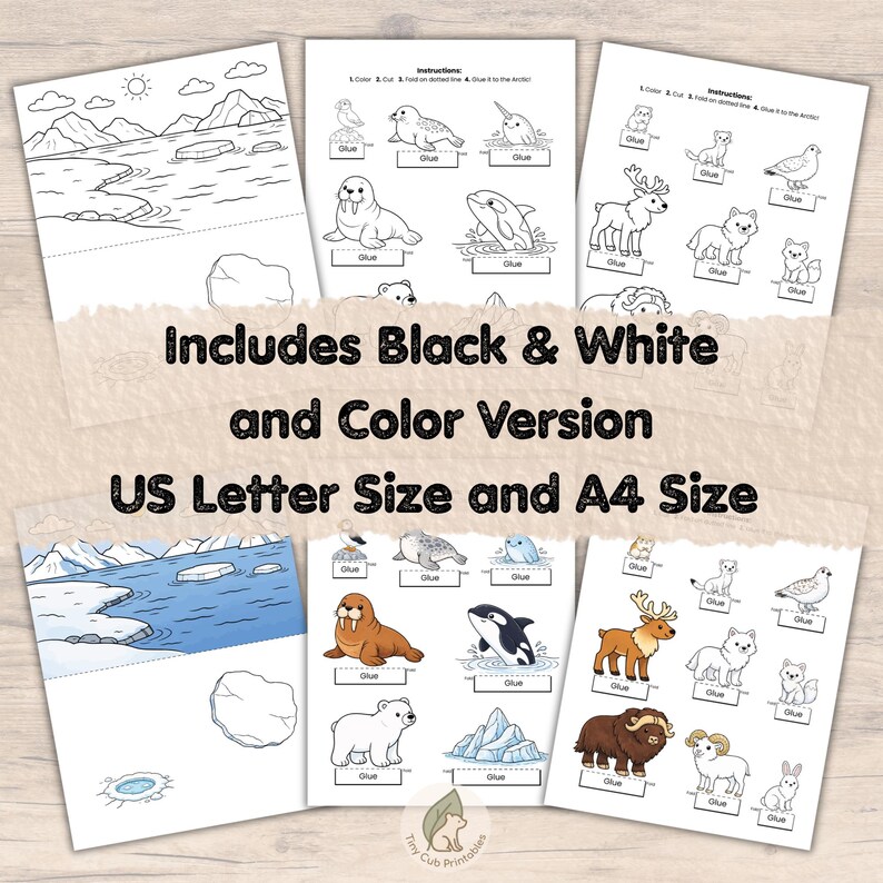 Arctic Animals Craft Printable | Cut and Paste Arctic Animal Activity ...