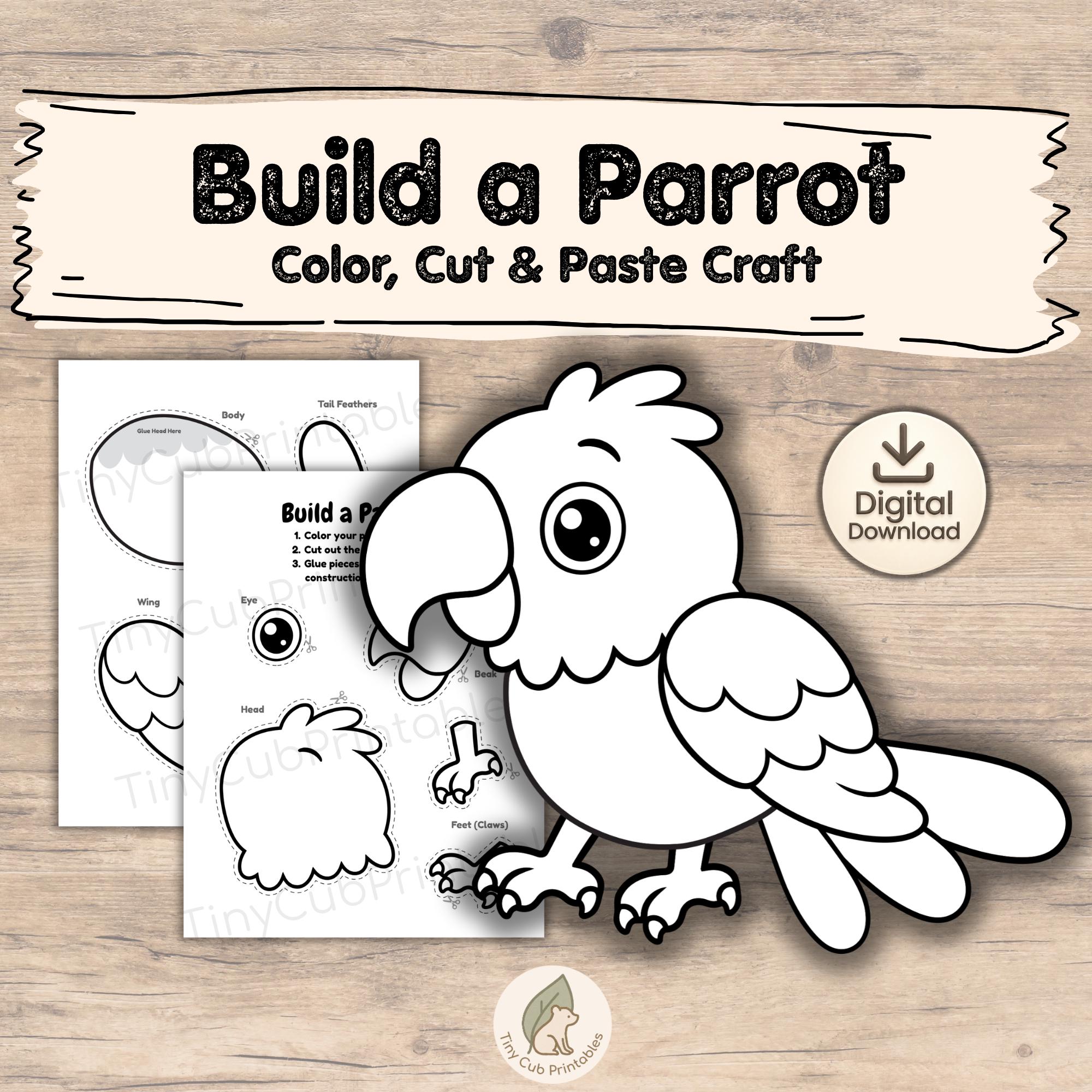 Parrot Craft for Kids Printable Cut and Paste Parrot Activity…