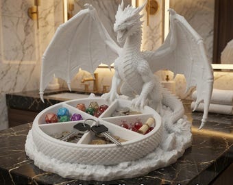 Majestic Dragon Dice Tray STL File | 3D Printable D&D Desk Organizer Fantasy Gift Home Decor