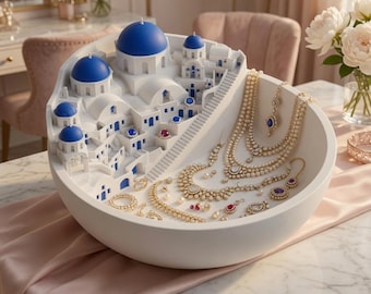 Santorini Jewelry Tray STL File, Greek Island Ring Dish, Travel Souvenir Decor, 3D Print Digital Download