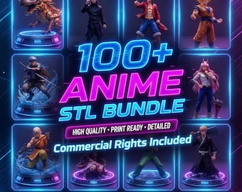 100+ Anime Characters STL Mega Bundle | 3D Printable Ultimate 3D Print Models Library | Anime Figures, Characters & More | Instant Download