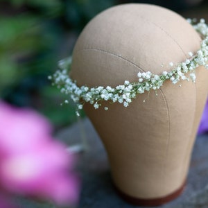 Thin Baby's Breath Flower Crown | Real Dried Flowers | Simple Elegance Bridal Hair Wreath - Boho Wedding - Engagement - Timeless Beauty