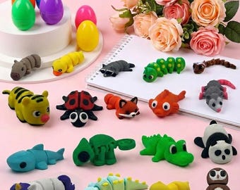 18 Pcs Easter Eggs with Articulated Animal Prefilled Easter Eggs