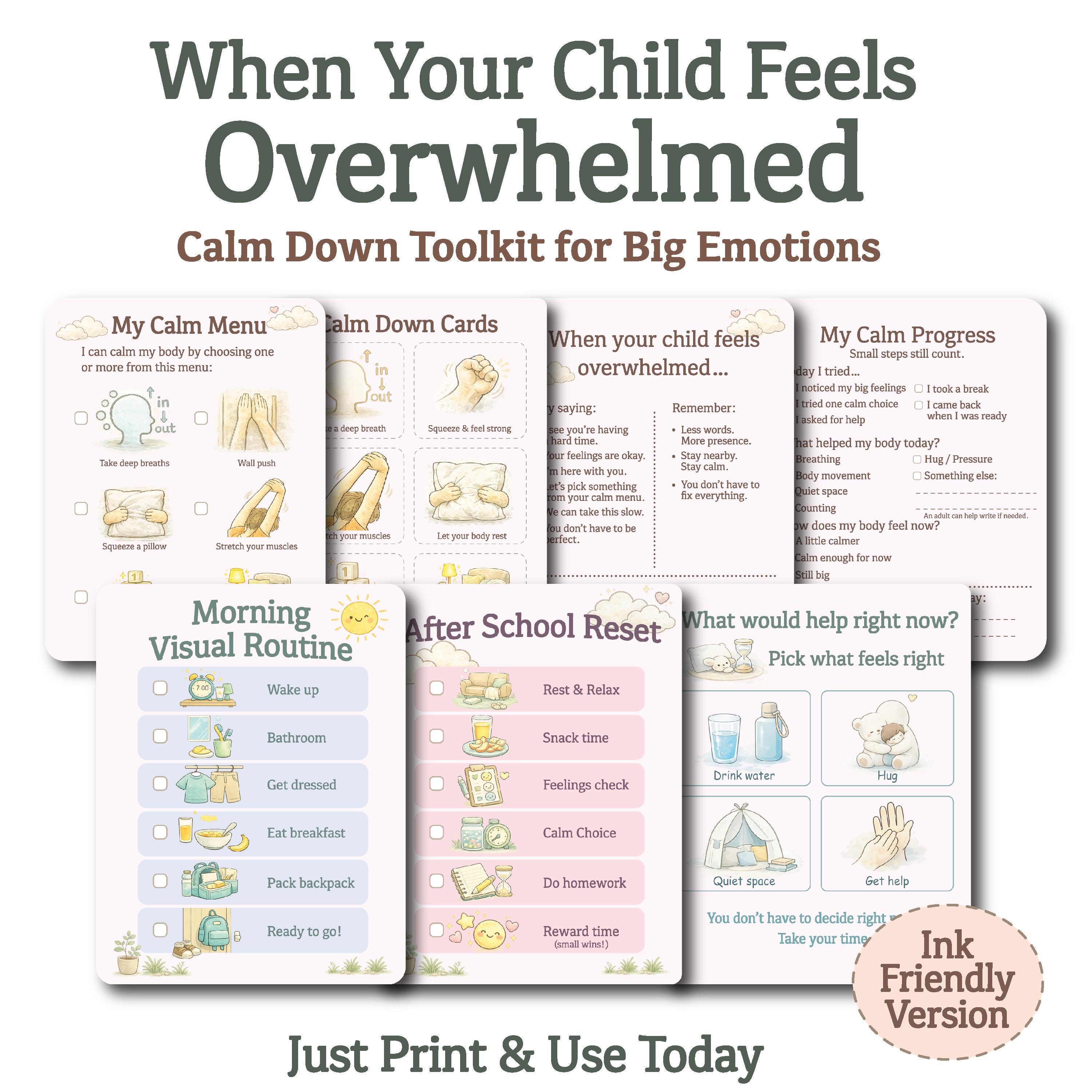 Calm Down Toolkit for Kids Printable, Emotional Regulation, Visual ...