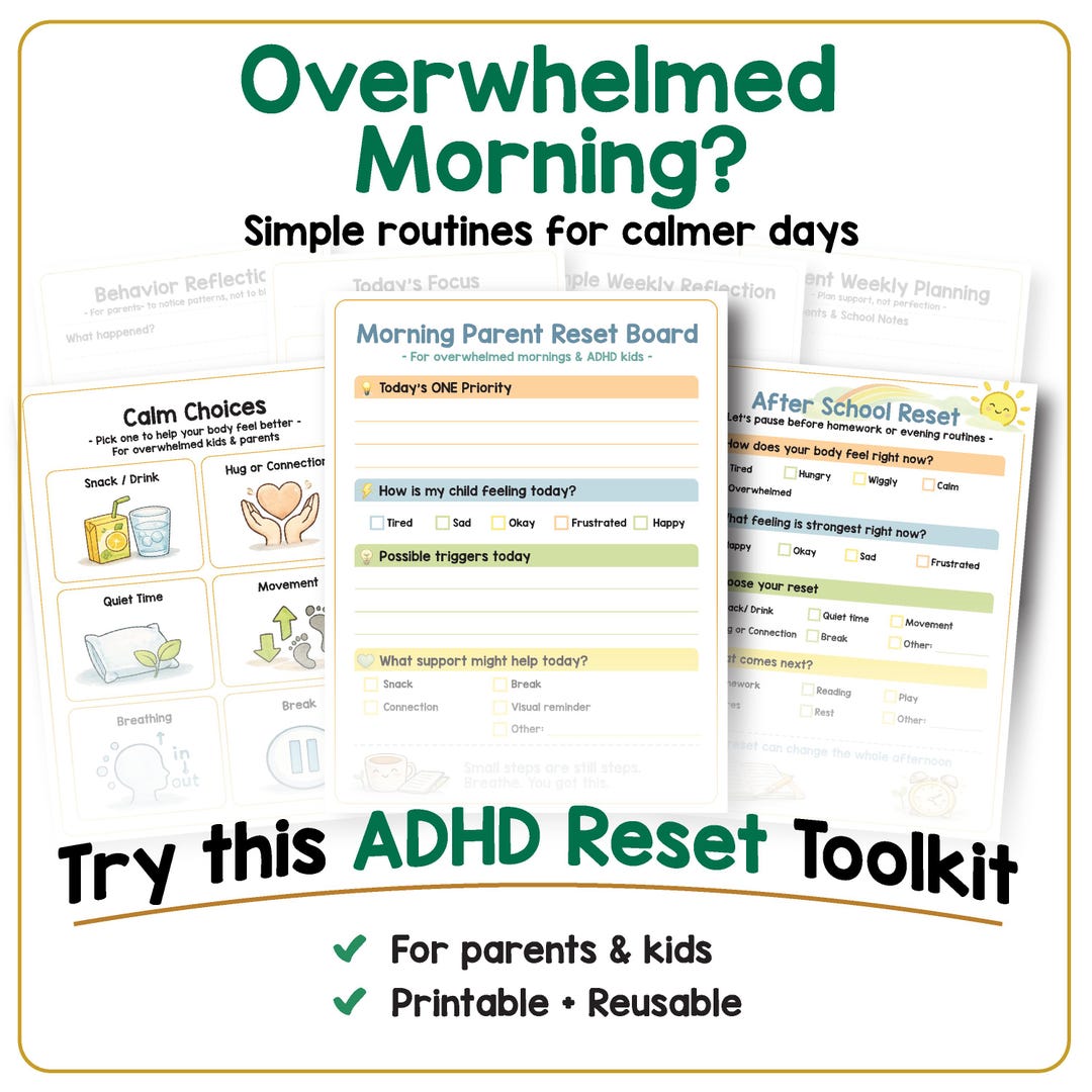 ADHD Morning Routine Printable for Kids | Calm Down Toolkit | Emotional ...