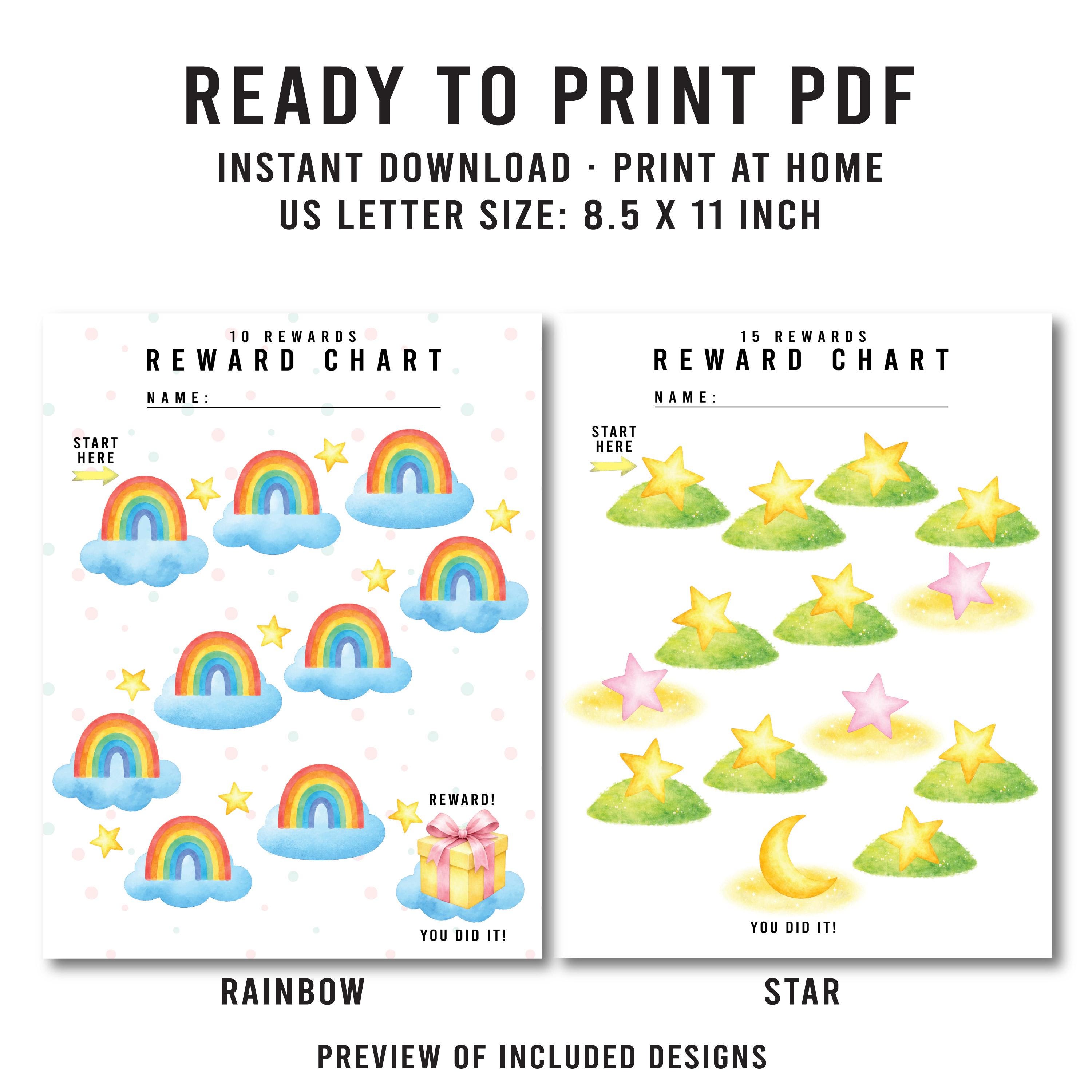 Reward Chart Bundle for Kids – Printable Behavior and Chore Charts, Cut ...