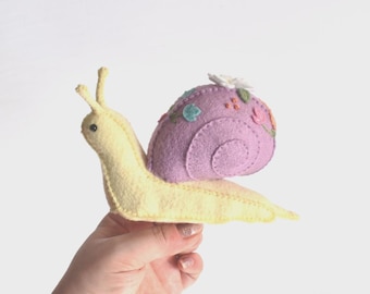 Diy Stuffed Snail Craft Sewing Kit Garden Snail in Cream and Purple by Delilah Iris