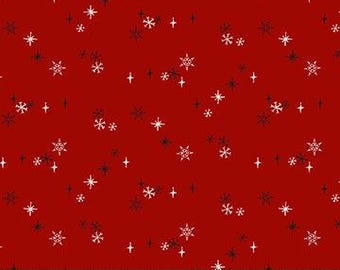 Rudolph The Red-Nosed Reindeer Red Sparkle Stars on Red by Northcott Cotton Quilt Fabric