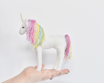 Diy Felt Sewing Craft Kit - Pastel Rainbow Unicorn White by Delilah Iris