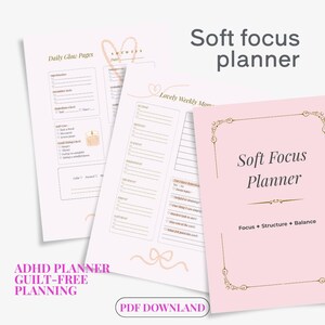 ADHD Planner | Printable PDF | Executive Function & Time Management System | 437 Pages Digital Download | Soft Focus Design