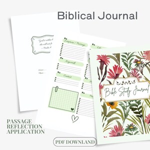 Green Bible Study Planner | Printable Scripture Journal | Faith Study Pages | Daily Study Worksheet | Christian Journal Printable
