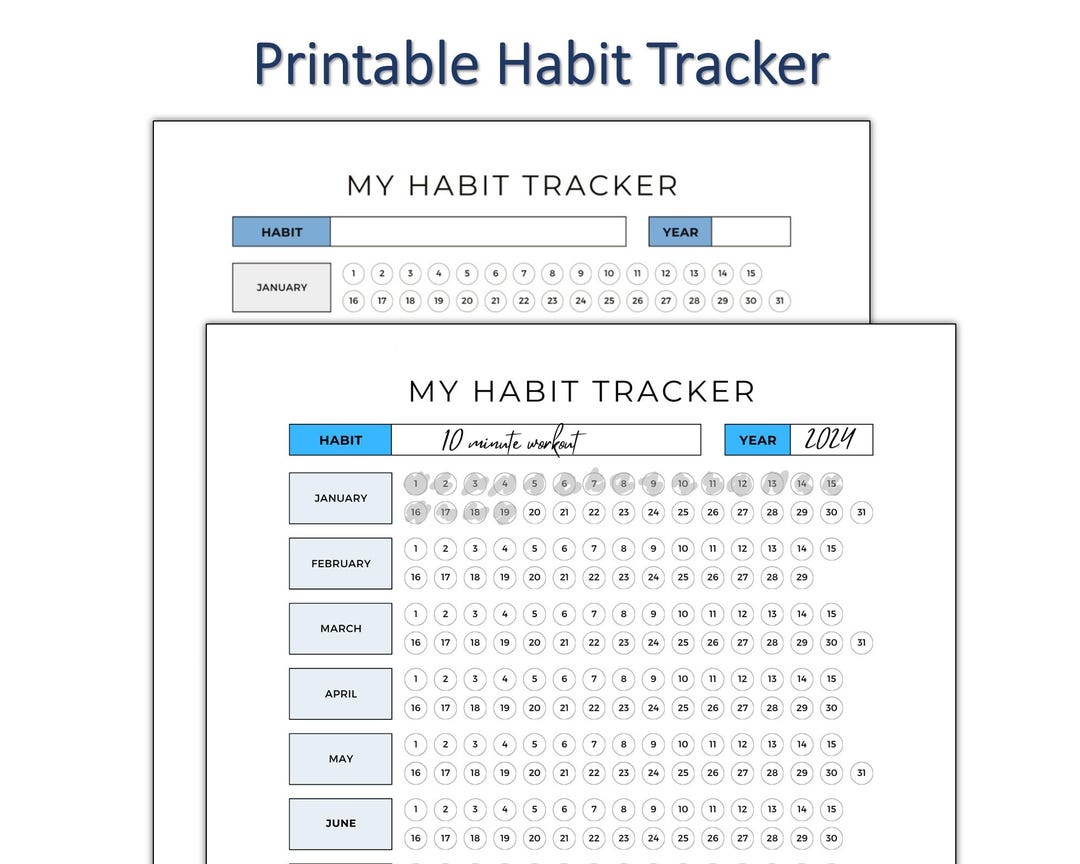 Minimalist Habit Tracker Printable PDF, Daily Routine Tracker, Yearly ...