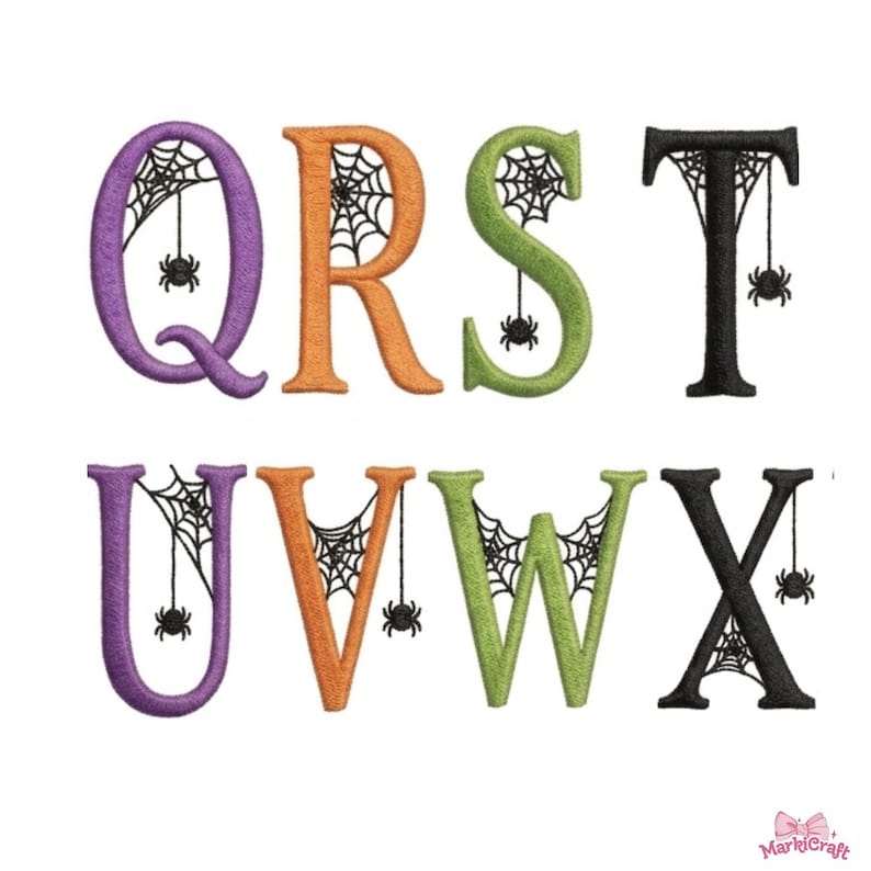 Halloween Embroidery Font 4x4, Spider Web Alphabet Machine Embroidery ...
