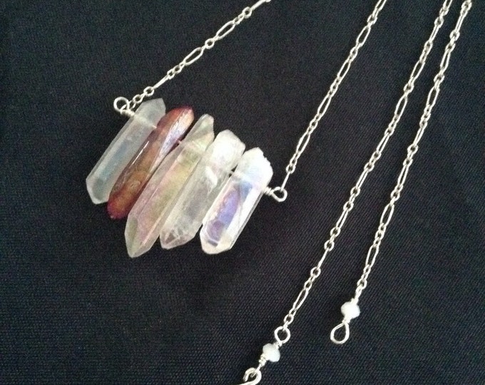 Titanium Quartz Necklace Crystal Solid Sterling Silver. Etsy