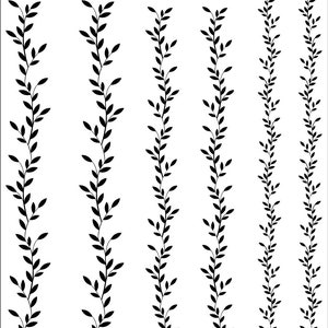 May include: Five black and white illustrations of a vine with leaves. The text "tree lattice 1 ring bands" is below the images.