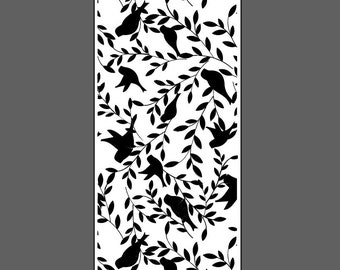 Birds on a Branch large  - horizontal cuff lengths- laser engraved texture sheet pattern for rolling mill and metal clay