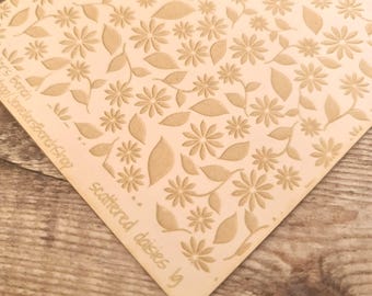 Scattered Daisies large - laser engraved texture sheet pattern for rolling mill