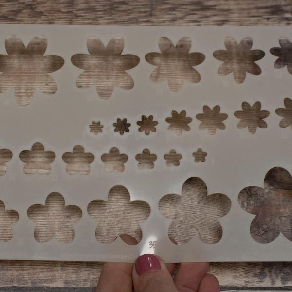 Flower stencil - 5 and 7 rounded petals - for jewellery making